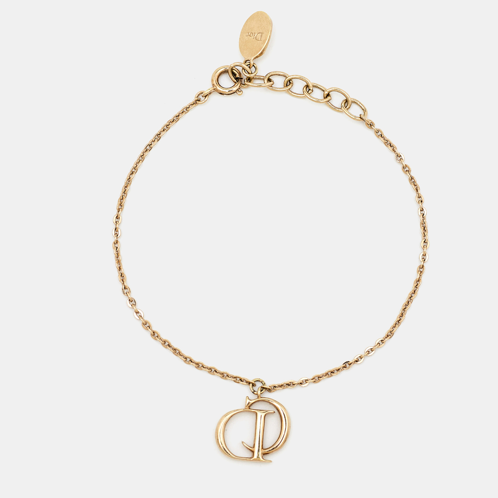 DIOR CD Crystal Charm Gold Tone Bracelet - Picture 3 of 8